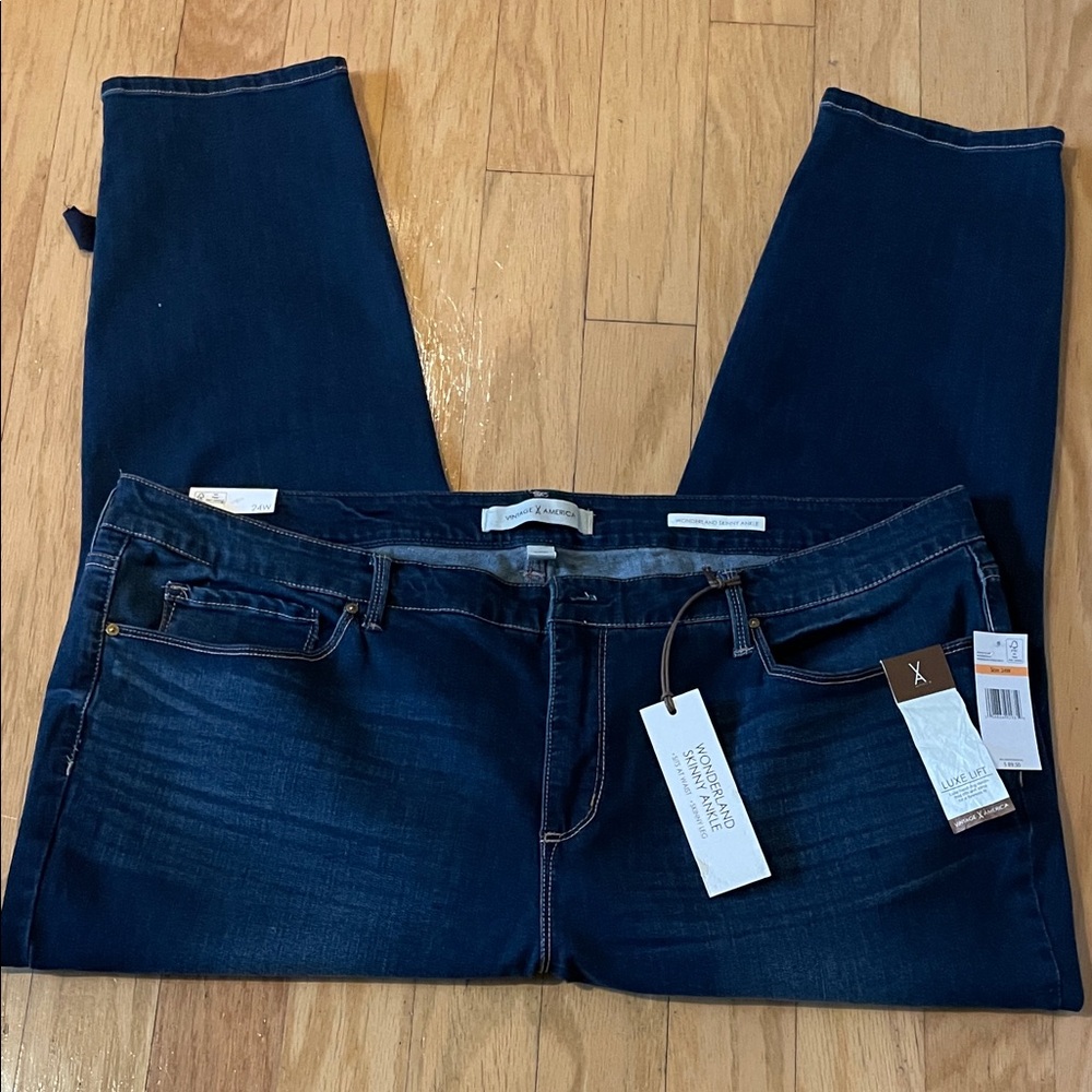 Vintage America women’s   skinny ankle Jeans brand new with tags size 24W